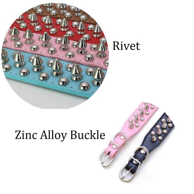 ETOPARS Spiked Studded Leather Dog Collar, Bullet Nail Rivet for