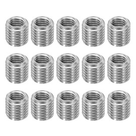 15 threaded inserts, threaded sleeve, M8 to M6 x 15 mm thread adapter, slotted design, corrosion resistant and rust resistant, robust and durable, suitable for many places