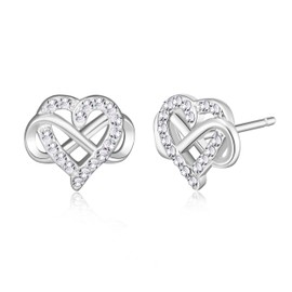 Philip Jones Silver Plated Infinity Heart Stud Earrings Created with Zircondia® Crystals