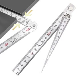 Taper Gauge Depth Ruler, 0.04 - 0.6 inches (1 - 15 mm), Straight Scale, 5.9 inches (150 mm), Set of 2, Gap Gauge, Stainless Steel, V-Shaped Ruler, Hole Inspection Measuring Tool, Double-Sided Reading,