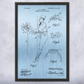 Framed Linemans Safety Harness Print, Lineman Gift, Climbing Belt, Harness Blueprint, Contractor Gift, Cable Rigger Gift Blue Steel (8x10)