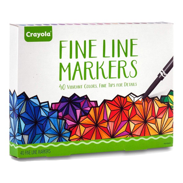 Crayola Fine Line Markers, Adult Coloring Set, Stocking Stuffers for Teens, 40 Count