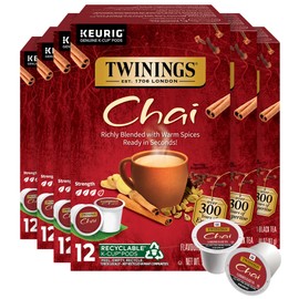 Twinings Chai Black Tea 72 K-Cup Pods for Keurig, 12 Count (Pack of 6), Naturally Sweet, Savoury Spice Flavour, Caffeinated, Enjoy Hot or Iced