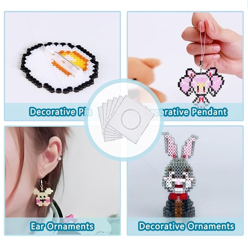 6Pcs Fuse Beads Boards Plastic PegBoards Large Clear for 5