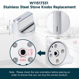 W11517331 for Whirlpool Electric Range Knobs (2pcs) Replace W10850027 W11117415 W11458840 Oven Knob, Compatible with Whirlpool WEC310S0LS1, WEE515S0LZ1, WEC310S0LS2, WEE515S0LS1 Electric Range Knob