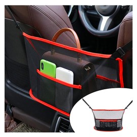 GLSOWEE Handbag Holder for Car, Auto Net Pocket Purse Holder Between Front Seats Car Storage Organizer, Universal Car Accessories for Women and Men, Pet/Kids Car Barrier (Red)
