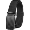 BOSTANTEN Men's Elastic Belt, Nylon Stretch Belt with Ratchet Automatic Clasp, Black Golf Belt Wide 35 mm, Size Adjustable