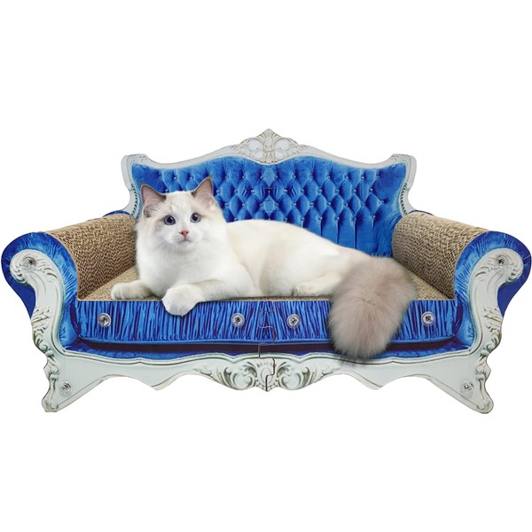 INRLKIT Luxury Cardboard Cat Scratcher Sofa Bed, Couch Shaped Cat
