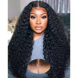 BGM GIRL 9x6 M Cap Water Wave Glueless Wig Human Hair Pre Bleached Tiny Knots Pre Cut HD Lace 180% Density Deep Wave Wear Go Wig Pre Plucked Transparent Lace Natural Black 18 Inch
