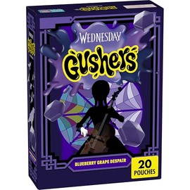 Gushers Wednesday TV Series Fruit Flavored Snacks, Blueberrry Grape Despair, 20 Pouches, 16 oz
