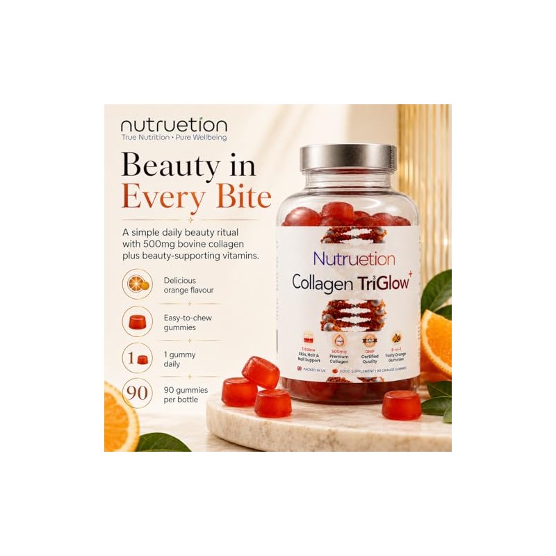 Bovine Collagen Gummies | TriGlow+ 8-in-1 Beauty Complex | 500mg