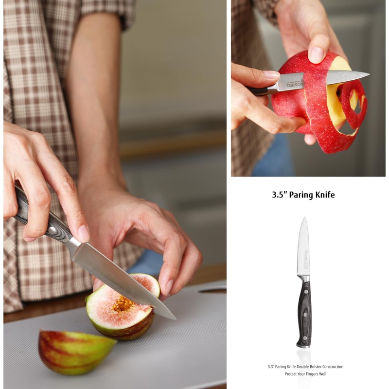 diamosteel 3PCS Knives Set for Kitchen, Include Chef & Santoku