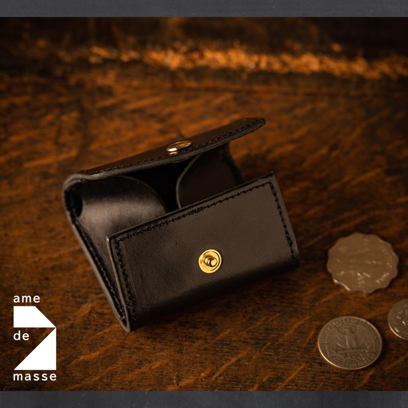Am De Mas CP-045 Men's Compact Coin Case, Genuine Leather,
