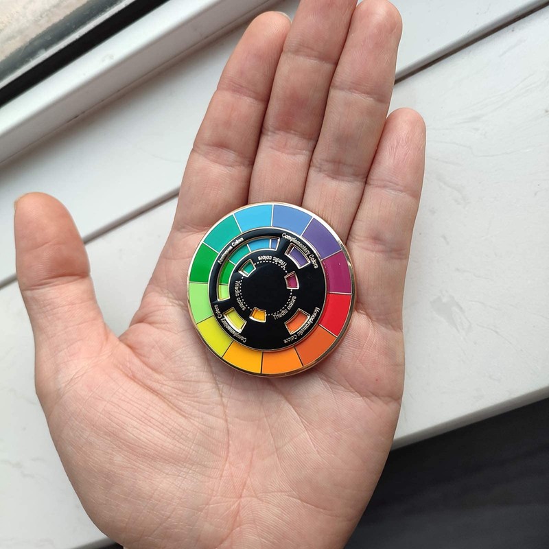 Creative Color Wheel Enamel pin, The Spinning Wheel Moves Nicely，Color