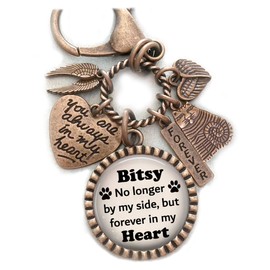 Cat Memorial, No Longer By My Side But Forever In My Heart, Custom Name, Clip, Key Chain or Necklace, Unisex Design, Sympathy, Bereavement Gift, Loss of Cat