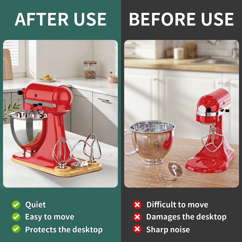 2-in-1 Mixer Sliding Mat with Attachment Storage for KitchenAid Stand