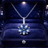 ESTELAPRIVE - Collar Flor Azul Perla Plata 925 Dije Regalo