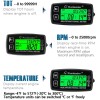 Runleader Digital Hour Meter Tachometer Engine Temp Gauge RPM Alert