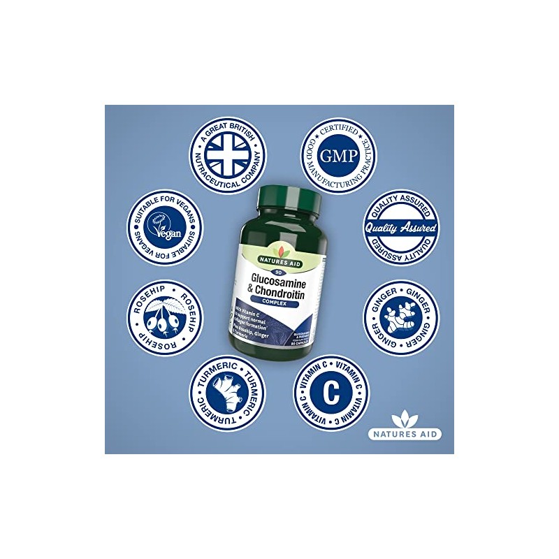 Natures Aid Glucosamine and Chondroitin Complex with Rosehip, Ginger, Turmeric