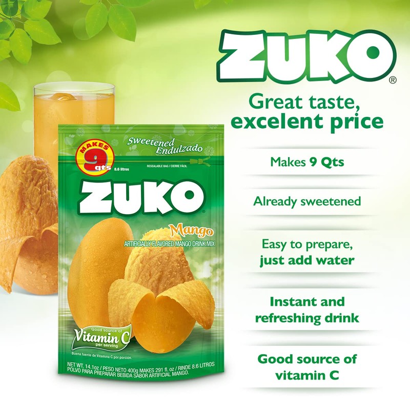 Zuko Mango Instant Powder Drink | Family Pack | No