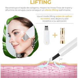 CLEOSKIN Kit Espátula peelong ultrasónico y cepillo de limpieza facial, Extractor de puntos negros y espinillas, limpiador de poros