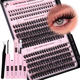 Goddvenus Goddvenus Lash Clusters Kit Natural Eyelashes Individual Kit Fluffy Lash Extension Kit Wispy Lashes Individual Cluster Kit D Curl Russian DIY Lash Extensions Kit with Bond and Seal Eyelash Tweezers