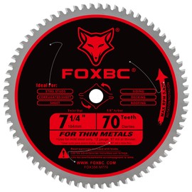 FOXBC 7-1/4 inch Circular Saw Blade Metal and Stainless Steel Cutting 70 Teeth