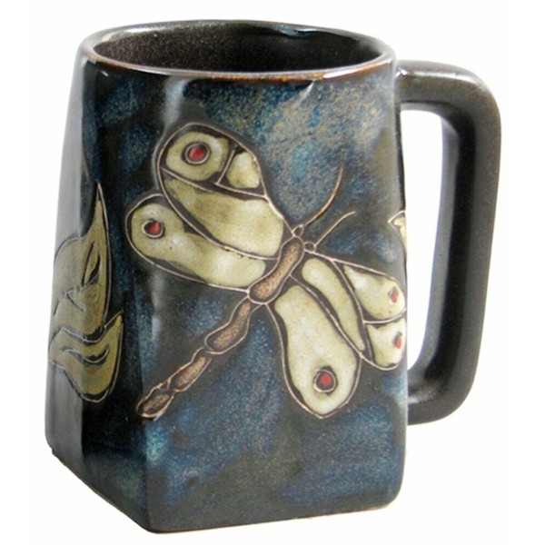1 MARA STONEWARE COLLECTION 12 Ounce Collectible Mug - Dragonfly/Insects Design
