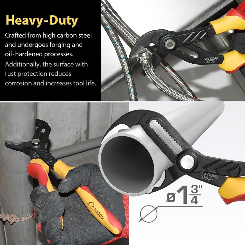 FIRSTINFO F38110 | Alligator Waterpump Plier | VDE Insulated |