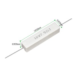 Cement Resistors, 10 PCS 10W 7.5 Ohm 5% Axial Lead Wire, White Wound Fixed Ceramic, Wirewound, Power Resistors with Flame, Heat & Moisture Resistance, Precharge Horizontal