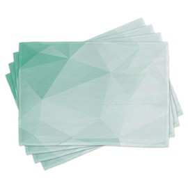 Lunarable Mint Place Mats Set of 4, Polygonal Geometric Style Psychedelic Abstract Shady Digital Graphic Design, Washable Fabric Placemats for Dining Table, Standard Size, Turquoise Seafoam