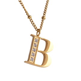 LuckyLy Collar Inicial Letra Olga – Collares de Mujer Acero Inoxidable Baño de Oro 18k y Zirconia Cúbica – Cadena con Dije de Inicial – Regalos para Mujer Cumpleaños Originales, Regalos Novia