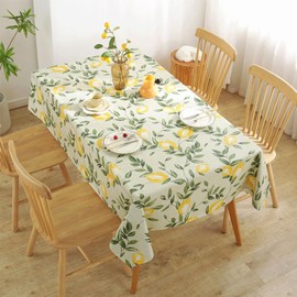 Lemon Spring Table Cloth, Yellow Wipeable Pvc Tablecloth, Retangle Waterproof Vintage Lemon Table Cover, Non-Slip Oil-Proof Lemon Tablecloth for Kitchen Party Picnic Patio(140x180cm)