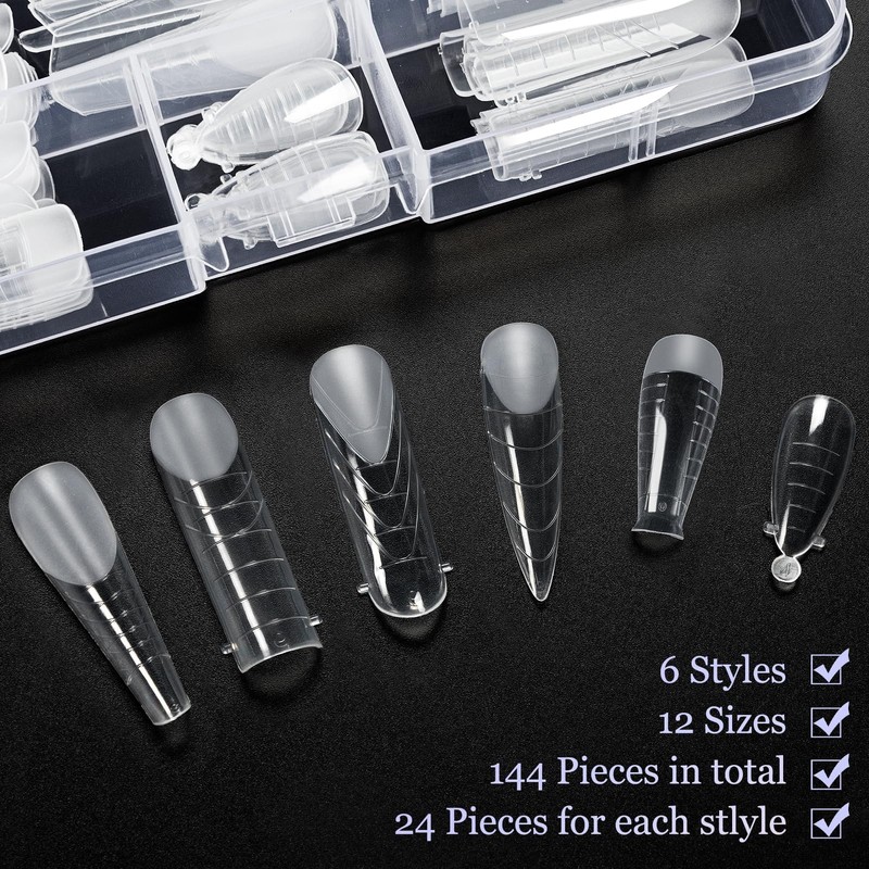 MELLIEX 144-Piece Dual Nail Forms Set, 6 Styles Acrylic Nail