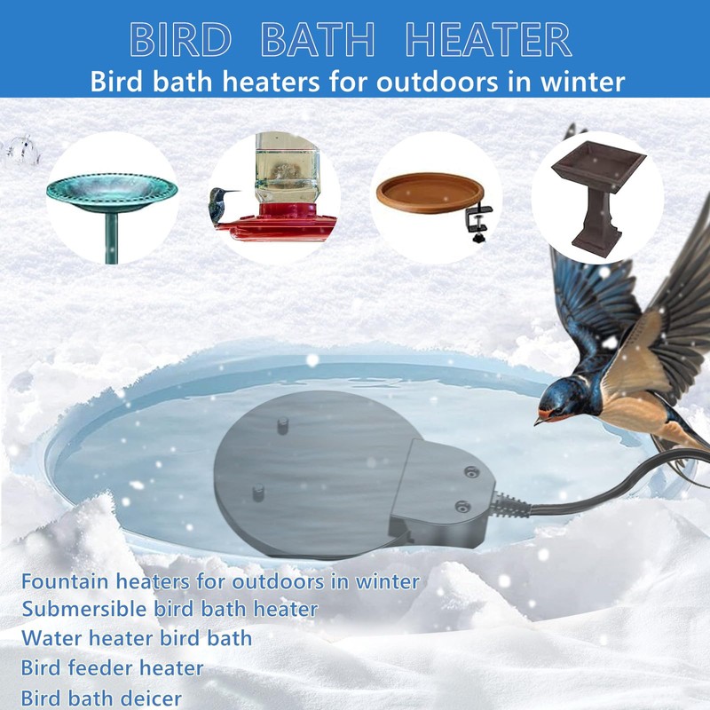 KNEOYR 500W De-icer Submersible Bird Bath Heater - Ideal for