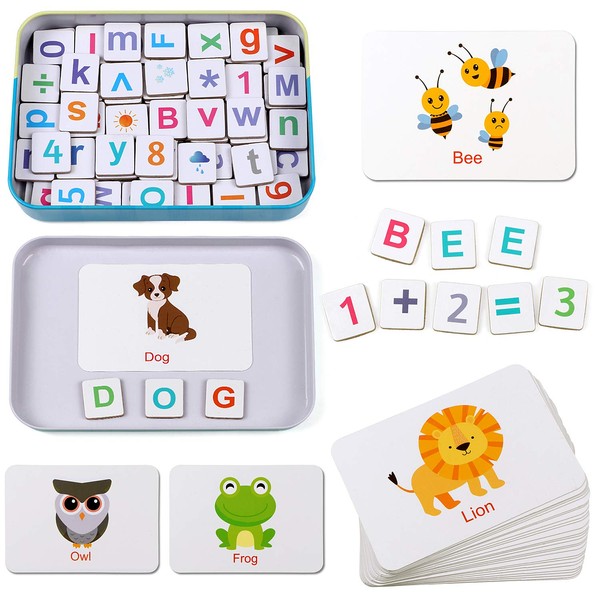 Lewo Magnetic Letters and Numbers Alphabet ABC Fridge Magnets Flash Cards Spelling Counting Game Preschool Educational Toys for 3 4 5 6 Years Old Kids Toddlers Boy Girl