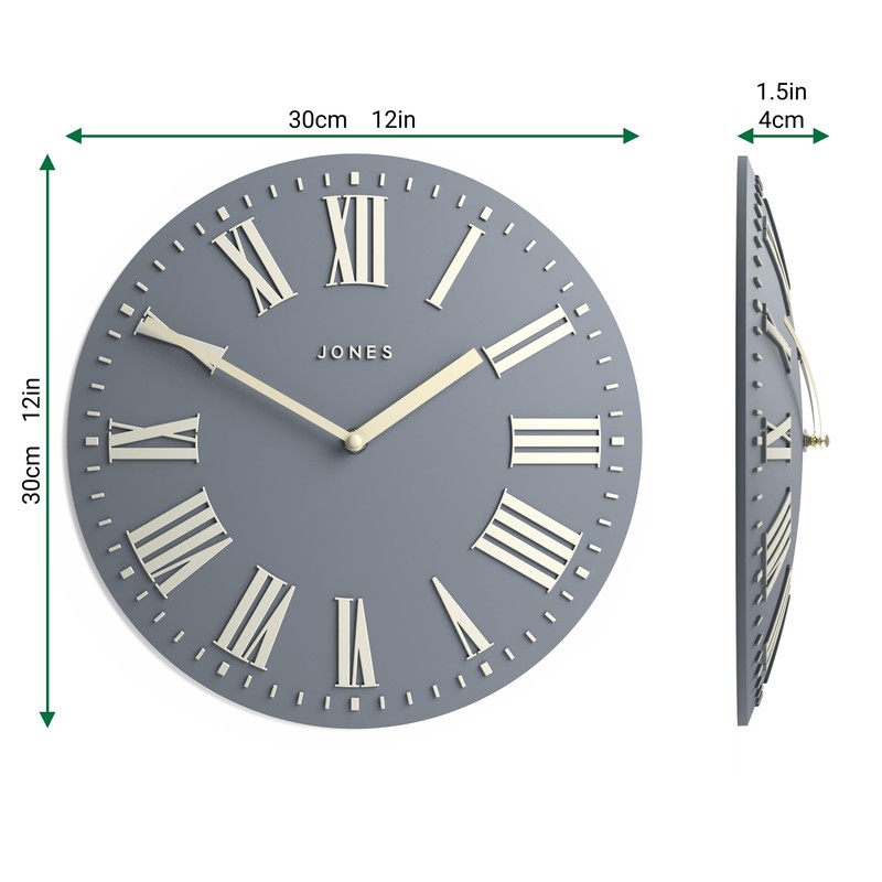 JONES CLOCKS Traditional 12" Premium Indoor Convex Wall Clock, The