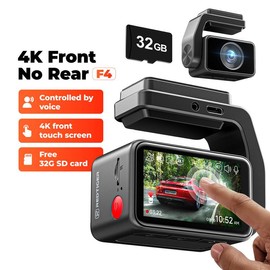 REDTIGER 4K Dash Cam F8, 5.8GHz WiFi App Control Dash Camera for Cars, 3.18'' Touch Screen 2160P UHD Car Dash Cam with Night Vision, 32GB Card, Built-in GPS, Parking Mode, Supports 512GB Max truck accessories   Car Dashcam - Select: F4