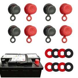 KMYZQDV 8PCS Car Battery Terminal Cover Deep Post Caps and Covers with Protective Cap Red and Black Positive Terminal Protector for Winter Use Universal Fit for SUV Truck Sedan and Car Batteries