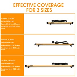 Gun Safe Dehumidifier Rod Golden Rod - High Power, Easy Installation Plug-in Dehumidifier, Superior Moisture, Keep Dry for Gun Safes,Cabinets, Closets (12 Inch)