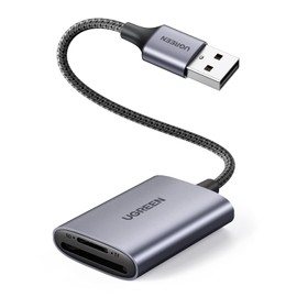 UGREEN 2 in 1 MicroSD SD Card Reader, USB3.0, 5 Gps, High Speed, Data Transfer, SD/TF Card, Simultaneous Reading, Aluminum Alloy, Good Heat Dissipation, Window, Mac, Linux, Compatible with a Wide Range of Computers