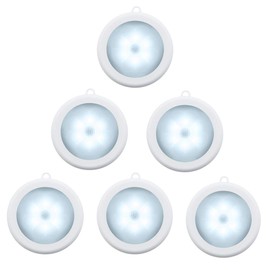 YL TRD Pack de 6 Luz de Sensor de movimiento Luz de Noche LED con batería inalámbrica para el hogar, la cocina, el pasillo, el gabinete, el armario, las escaleras, el baño (6)