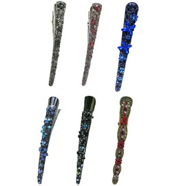 Set of 6 JCGY Alligator Duckbill Beakclips Long Slender Metal Hairclips Combo 4 Styles 6 Colors N6