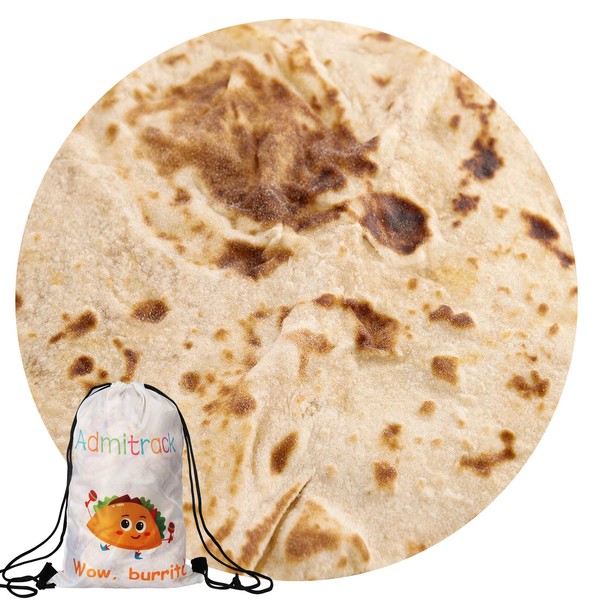 Admitrack Tortilla Wrap Blanket,Burritos Round Wrap Blanket,Tortilla Throw Blanket,Funny Realistic