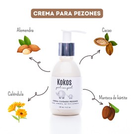 KOKOS Organic, Crema para pezones, Lactancia, Elaborado con activos naturales, Sin aroma, Sin colorantes, Proporciona alivio y humectación al pezón, Contenido 120 ml