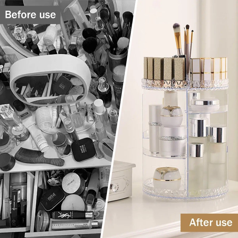 Organizador De Maquillaje Acrílico Giratorio Para Brochas