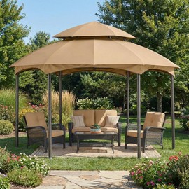 Garden Winds Durable 350 Replacement Canopy Top Compatible with Heritage 12’ x 12’ Hexagon Gazebo Models L-GZ793PST-E, A101011800 - Beige