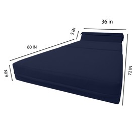 Danfuton Navy Blue Sleeper Chair Folding Foam Bed, Foldable Sleepover Beds 6 x 36 x 70