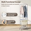 ELYKEN Laundry Cart with Hanging Rack, Rolling Laundry Hamper with