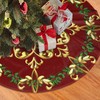 48" Christmas Tree Skirt, Red Gold Elegant Festive Pattern Pattern